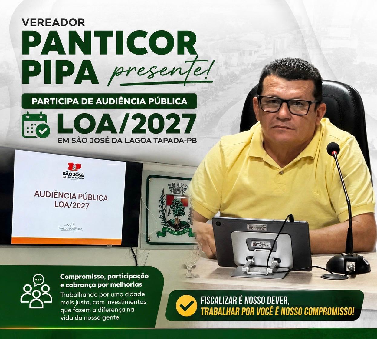 Vereador Pantico Pipa participa de discussão da LOA 2027