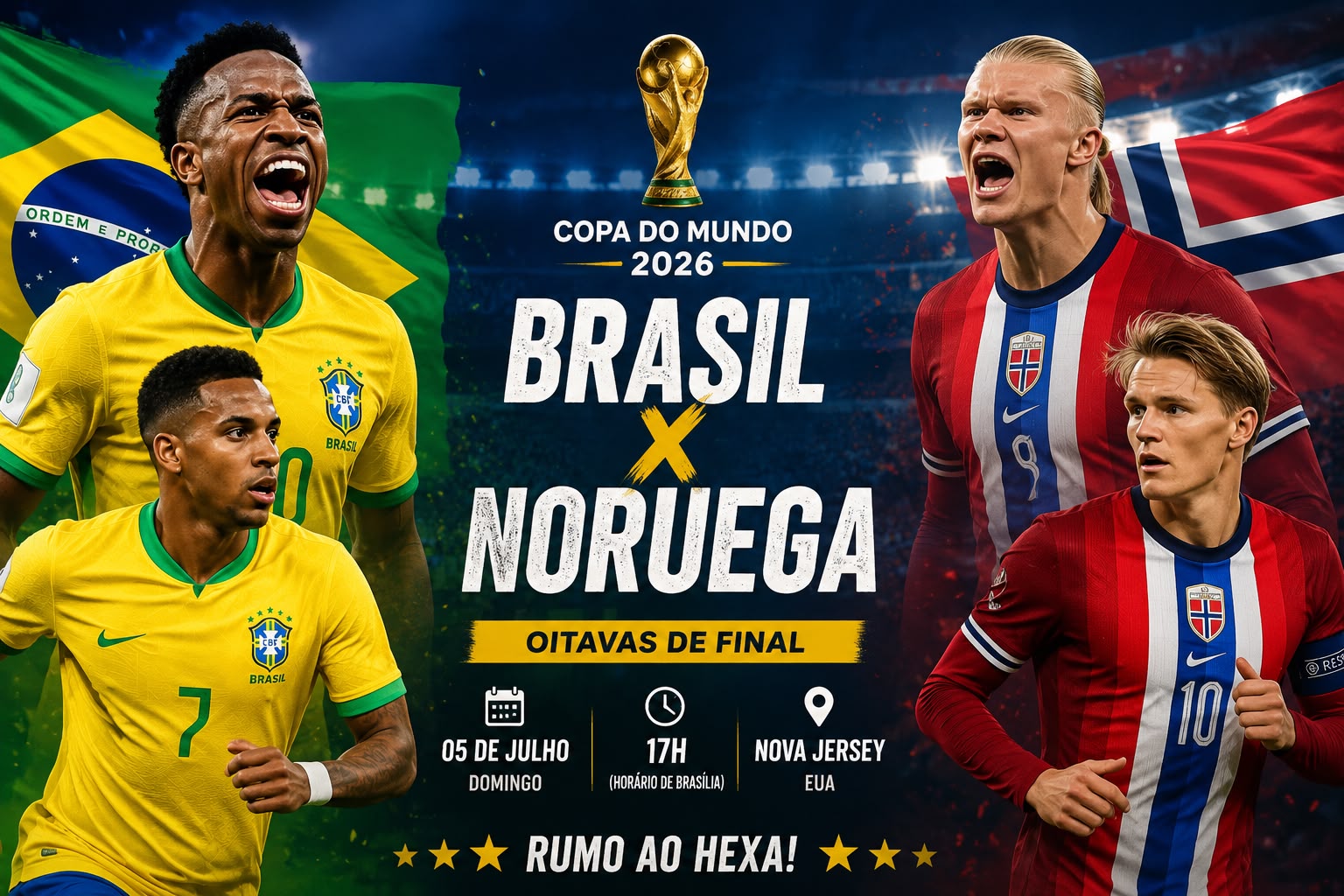 Brasil encara a Noruega em duelo decisivo por vaga nas quartas de final da Copa do Mundo